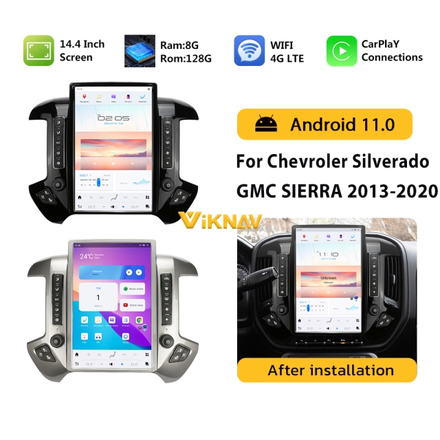 2013 2014 2015 2016 2017 2018 2019 2020 For Chevroler Silverado / GMC SIERRA android car head unit stereo radio replacement wireless apple carplay android auto multimedia player